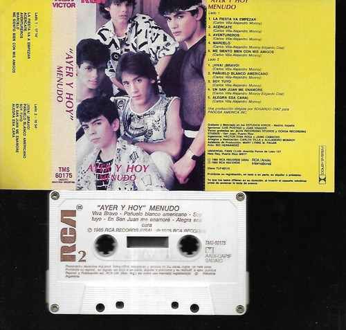 Menudo Album Ayer Y Hoy Sello Rca Records 1985 Cassette