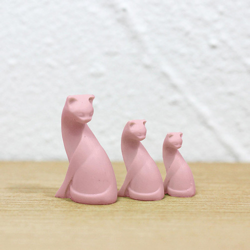 5 Figura De Gato En Miniatura Hecha A Mano Para Casa De Rosa