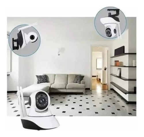 Imagen 3 de 3 de Camara Ip Vigilancia Robotizada Hd/wifi/ 5 Antenas Interior Color Blanco