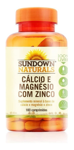 Cálcio Magnésio E Zinco 100 Caps Importado Sundown Naturals
