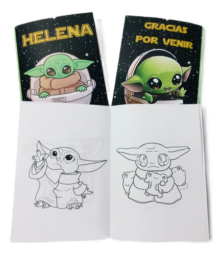 Souvenir Librito Colorear Personalizado X 10 Baby Yoda