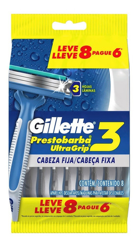 Rastrillos Desechables Gillette Prestobarba Ultragrip 3 Con 8 Piezas