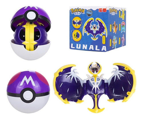 Pokemon Figura De Lunala Con Pokebola 14 Cm Articulado