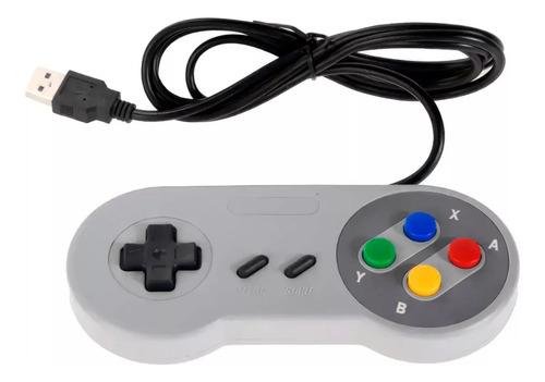 Joystick Super Nintendo Snes con 10 controles USB para ventanas, color gris