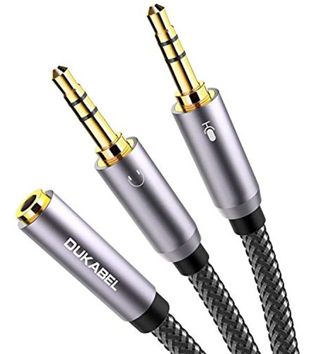 Cable Divisor De Auriculares, Chapado En Oro Y Trenzado Fuer