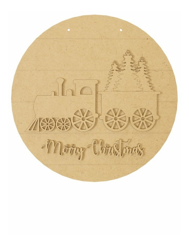Letrero Tren Merry Chritsmas Adorno Parapuerta 50cm Art1562b
