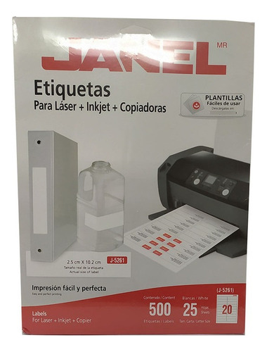 Etiqueta Adhesiva P/laser Janel Paq Con 25 Pzs Blancas