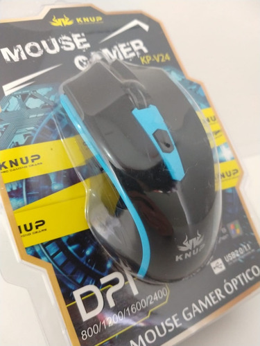 Mouse Gamer 2400 Dpi 6 Botões , Azul Knup