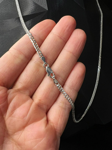 Corrente Cordão Elos Duplos 3mm 70cm Prata 925 Maciça Cor Prateado