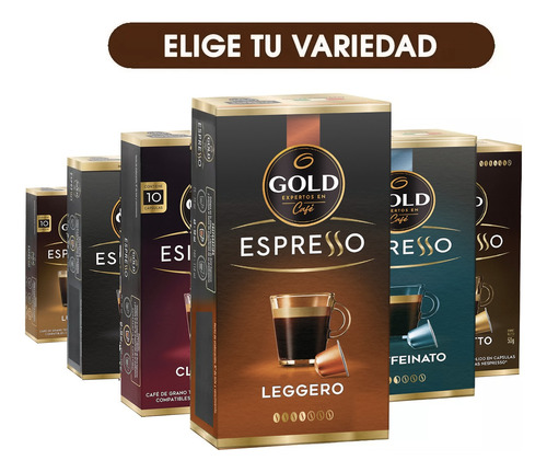10 Capsulas Cafe De Grano Espresso Gold - Elige Tu Variedad