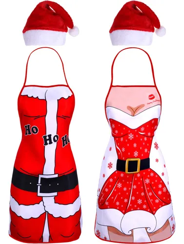 comprar Syhood 4 Pieza Delantal Cocina Navidad Gorro Papa Noel 2