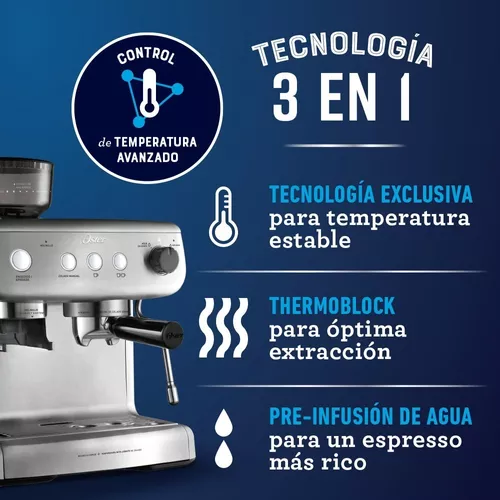 Cafetera para espresso Oster® Perfect Brew 15 bar molino integrado  BVSTEM7300 - Oster