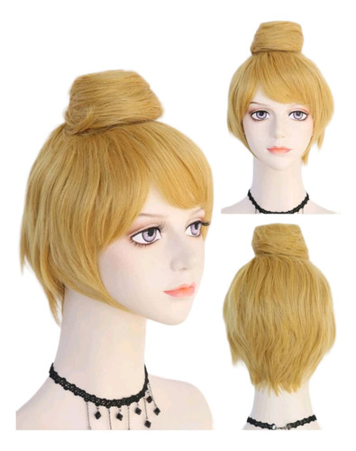 Peluca Dorada Para Tinkerbell Disfraz Campanita Cosplay Color Rubio Tamaño de la base unitalla
