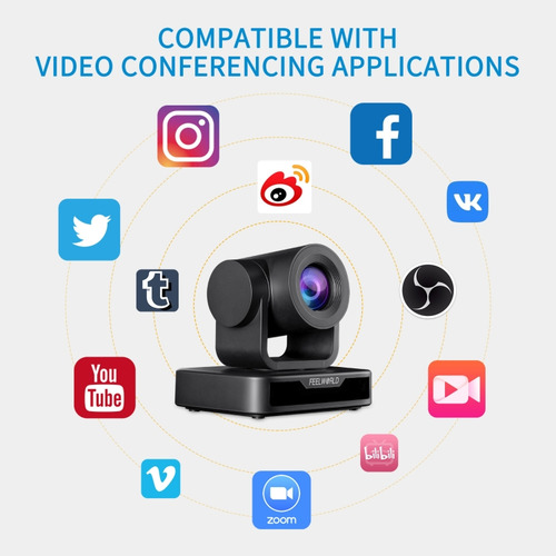Câmera De Videoconferência Ptz Com Zoom Óptico 10x Preta