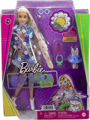 Barbie Extra Muñeca Rubia Ropa Groovy Floreada Con Mascota 