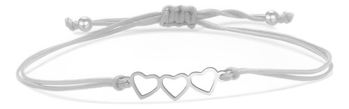 Pulsera Mujer Hilo Gris Dije Plata 950 Joya Regalo