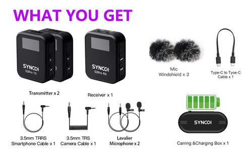 Micrófono De Solapa Inalámbrico Synco G2 A2 G2a2 Pro De 2,4