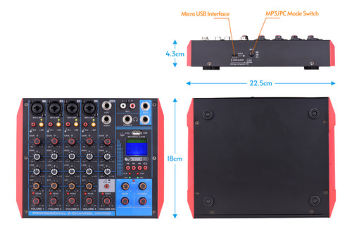 Mixing Console Ag-6 6-channel Portable Karaoke +48v