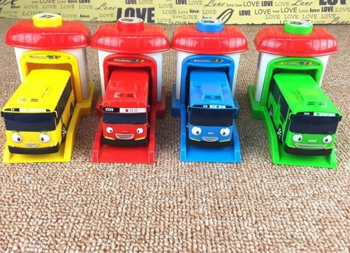 Tayo Pequeño Bus Con Lani Gani Rogi Set X 4 Carritos De 7cm