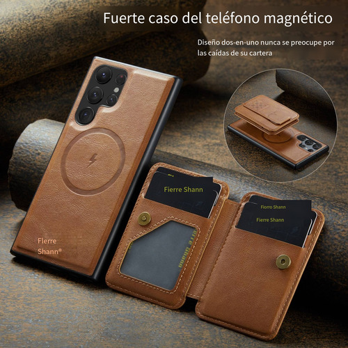 Funda Para Samsung Galaxy S25 S25 Plus S25 Ultra Magsafe Wallet Con Ranuras De Piel Para Tarjetas Y Soporte Magnético