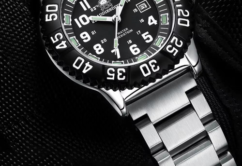Reloj Addiesdive My050s Luminoso Militar Wr50m Caucho / Inox Acero Inoxidable Negro Negro