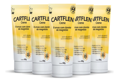 5x Cartflen Creme Massagem Cloreto De Magnesio