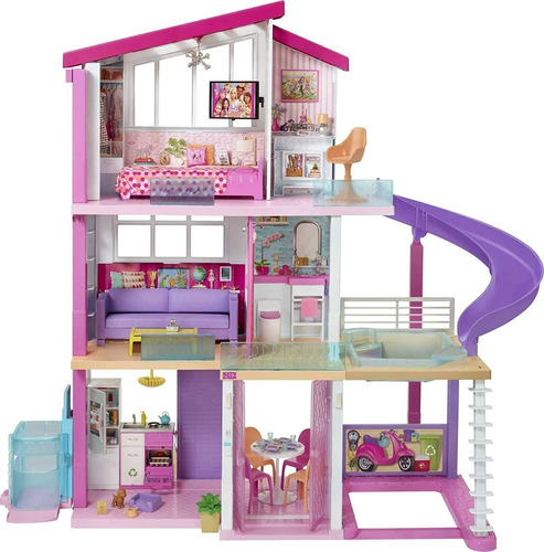 Barbie Dreamhouse Casa Muñecas Elevador 70 Accesorios 