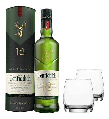Whisky Glenfiddich 12 Años + 2 Vasos Spiegelau Tumbler