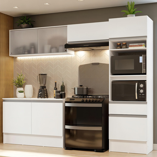 Cocina Integral Completa Modular Madesa Topazio 260cm 01 Blanco