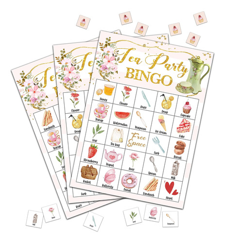 Doqpo Juegos De Bingo Para Fiestas De Té, Tarjetas De Bingo 