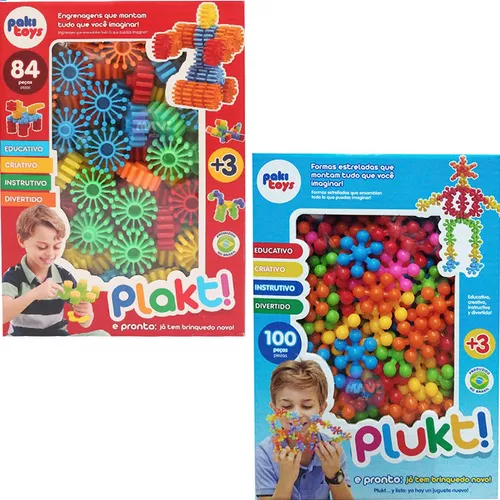 BRINQUEDO DE MONTAR ENCAIXE EDUCATIVO CRIATIVO PLOKT 200 PEÇAS - PAKI TOYS  - LOJAS RENASCER