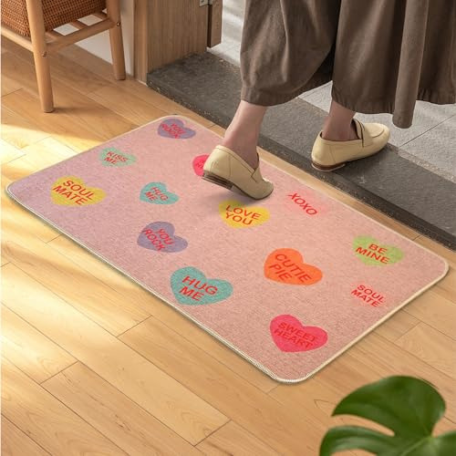 Felpudo De San Valentín Corazón De Conversación Rosa, Alfomb