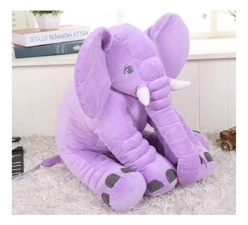 Peluche Elefante Para Apego Almohada Bebe Suave Liviano Lila