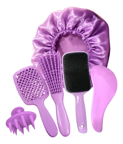 Kit 5 Escovas Cabelo Escova Polvo Mágica Raquete Vazada Touc