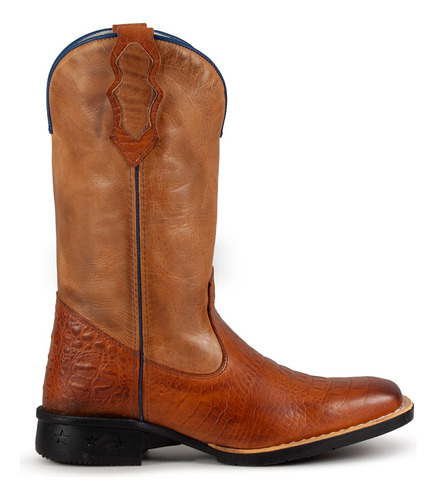 Bota Texana Masculina Em Couro Estilo Jacaré Liso Country 