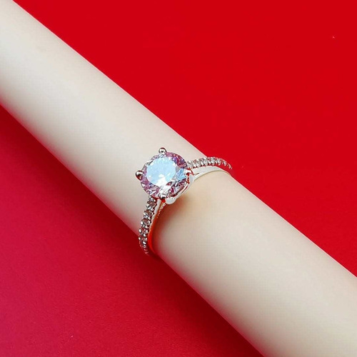 Imagen 3 de 4 de Oferta! Anillo Oro Blanco 18k Solitario Con Diamantes