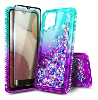 Funda Para Samsung Galaxy A42 5g Glitter Resistente Violeta