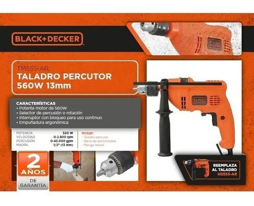 Taladro Percutor Atornillador 13 Mm 550w Black Decker Hd555 | Envío gratis
