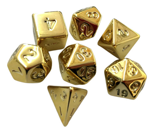 2 X 7x Dados De Varios Lados D4-d20 Juego De Dados Dorado