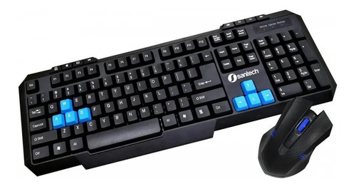 Imagen 1 de 1 de Kit de teclado y mouse inalámbrico Santech ST-KIT 902 W Inglés US de color negro