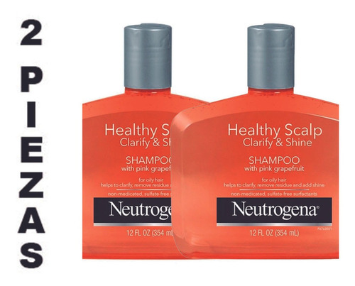 Shampoo Neutrogena,cabello Graso,toronja Rosa,brillo,2