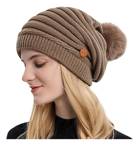 Sylibe Sombrero Invierno Para Mujer Pompon Piel Sintetica