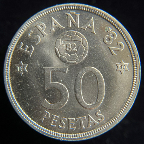 España, 50 Pesetas, 1980. Juan Carlos. Mundial 1982. Unc