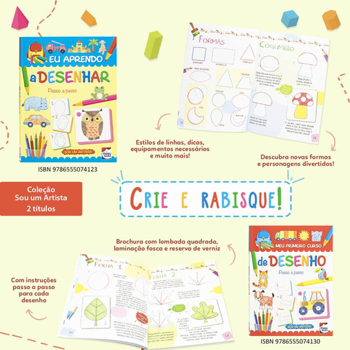 Sou Um Artista! Meu Primeiro Curso De Desenho: Passo A Passo, De Moon Srl., Vol. 1. Editorial Happy Books, Capa Mole, Edição 1 Em Português, 2024