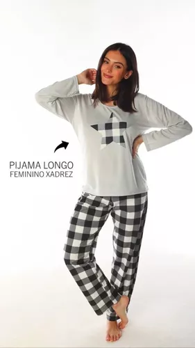 Pijama Longo Feminino Estampa Xadrez - lojasbesni