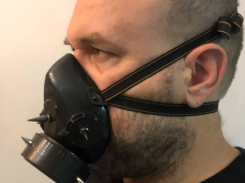 Gás Mask Cosplay Manifestação Gothic Black Punk Spikes Rave Cor Preto Cyberpunk