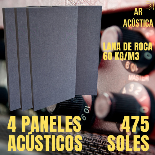 Pack 4 Paneles Acusticos Lana De Roca De 60 (1.20 X 60)