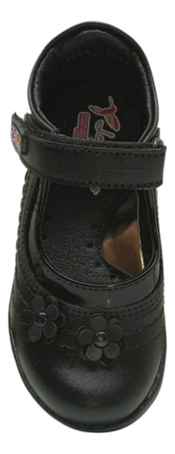 Zapatos Escolar Niña Broche Velcro Flores Comodos Duraderos Negro 15.5