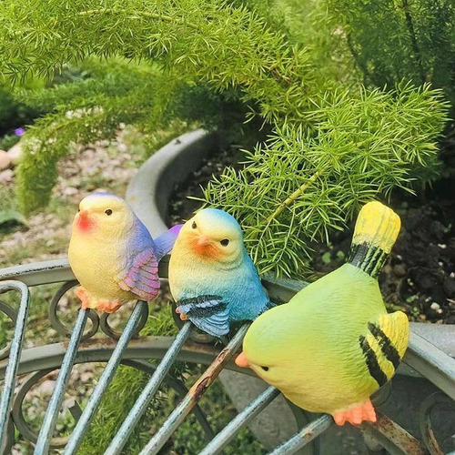 3x Figuras Decorativas De Aves En Miniatura, Decoración De