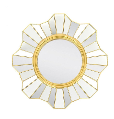 Espejo Decorativo Geométrico Borde Dorado 39×39 Cm